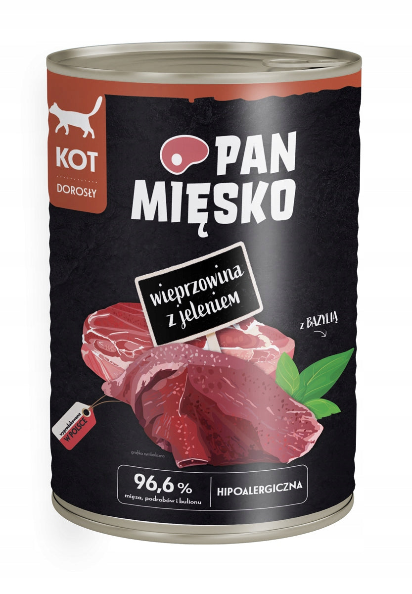 PAN MIĘSKO Wet cat food Pork with deer 400g