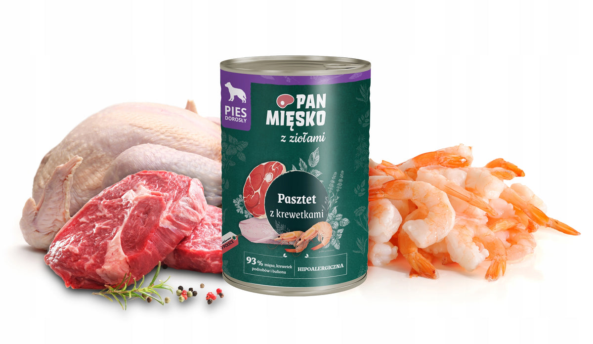 PAN MIĘSKO with Herbs 400g Pate with Shrimp for Dogs