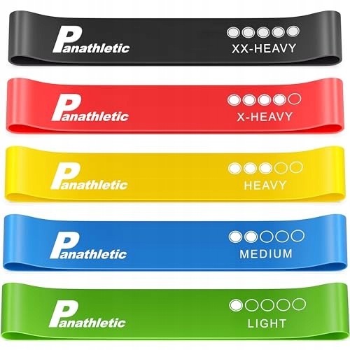 PANATHLETIC RESISTANCE BANDS - EXERCISE RUBBERS SET OF 5 RUBBERS WITH DIFFERENT RESISTANCES Packaging status original