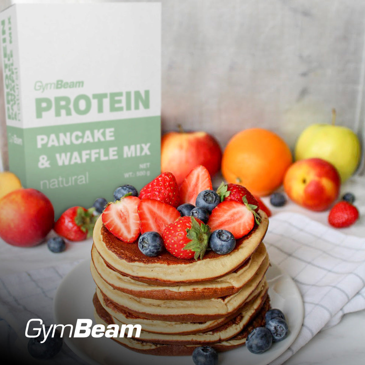 PANCAKES PROTEIN WAFFLES PANCAKE DELICIOUS TASTE - GymBeam 500g tasteless Packaging status original