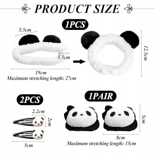 PANDA HEADBAND FOR GIRLS FABRIC CUFFLINK BRACELET SET Manufacturer code Bez marki