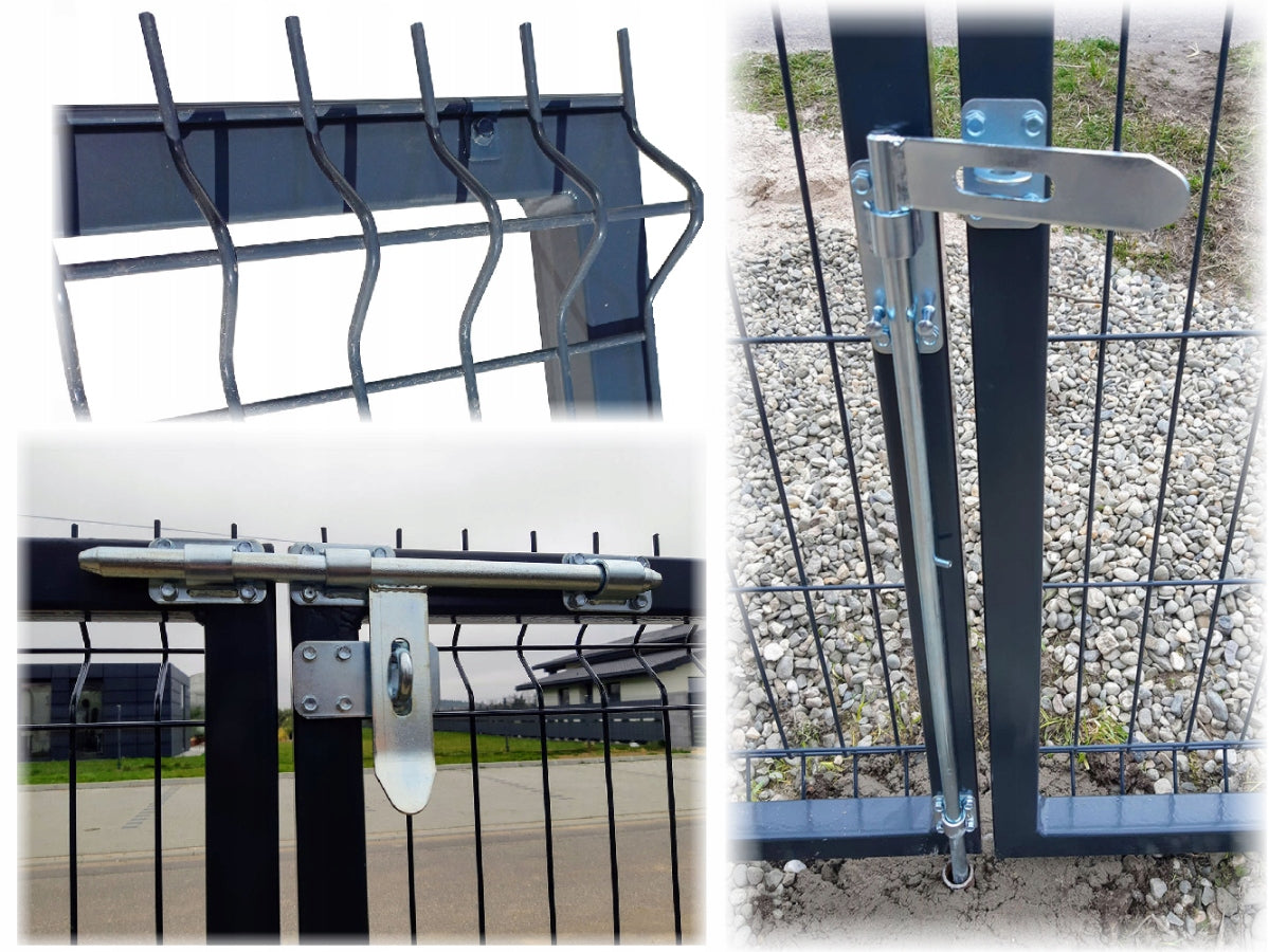 PANEL GATE 170cm anthracite graphite two POSTS RAL7016 double-leaf 173cm Gate type leaf