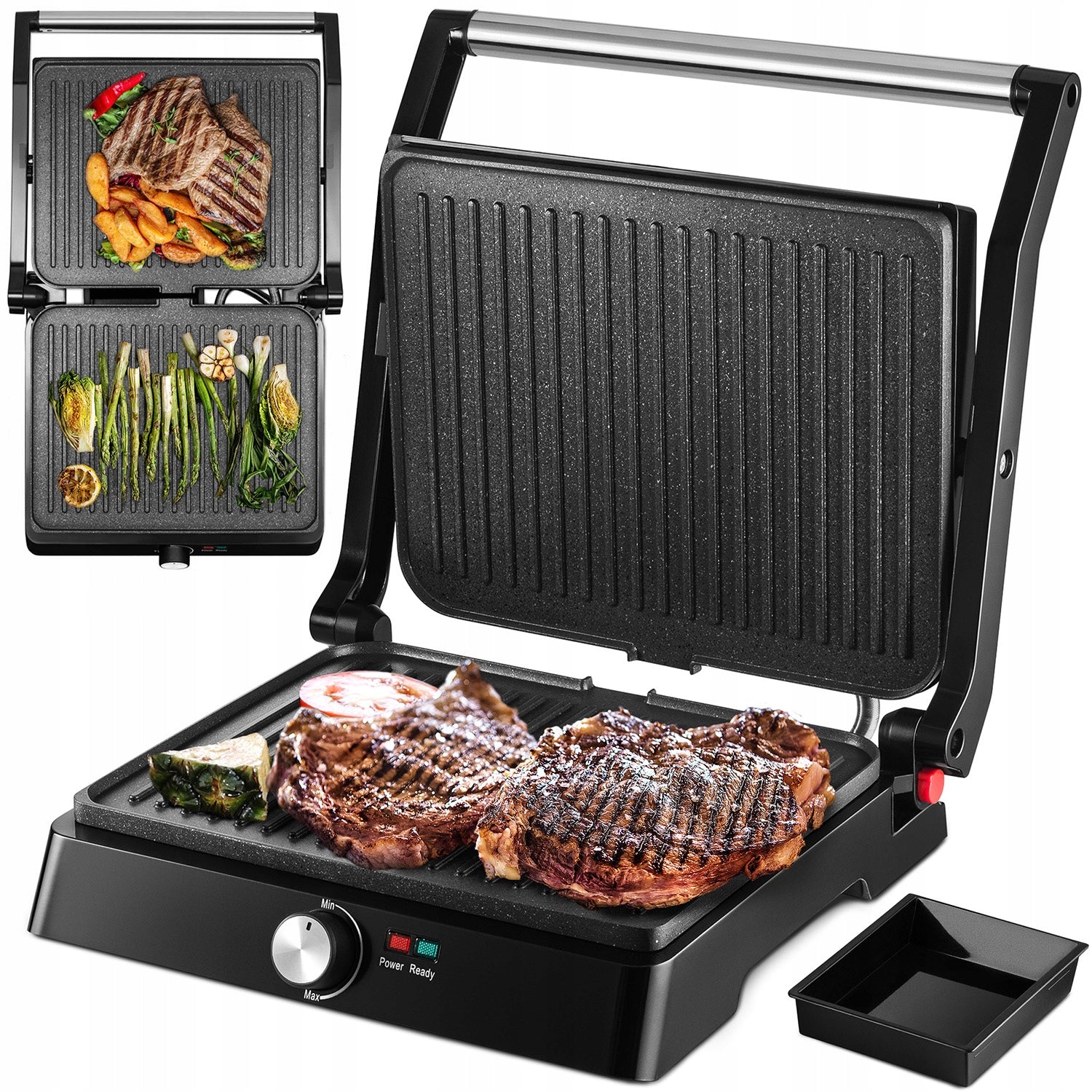PANINI SANDWICH GRILL TOASTER ELECTRIC FOLDING TOASTER LARGE 2200W