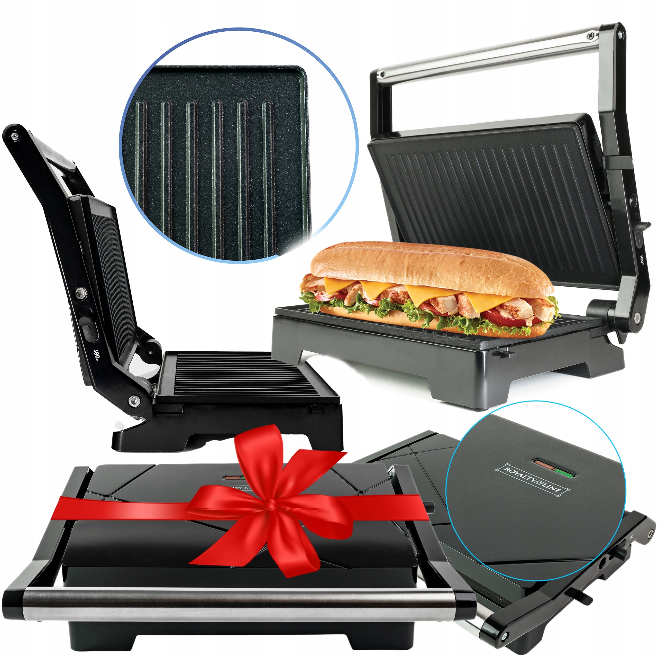 PANINI SANDWICH TOASTER FOLDING GRILL 2in1 NON-STICK Large XXL