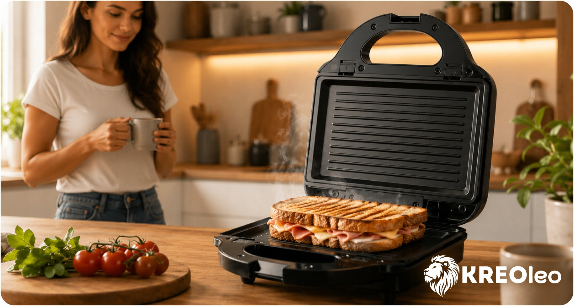 PANINI SANDWICH TOASTER GRILL TOASTER ELECTRIC WAFFLE IRON 3IN1 STRONG Dominant color black