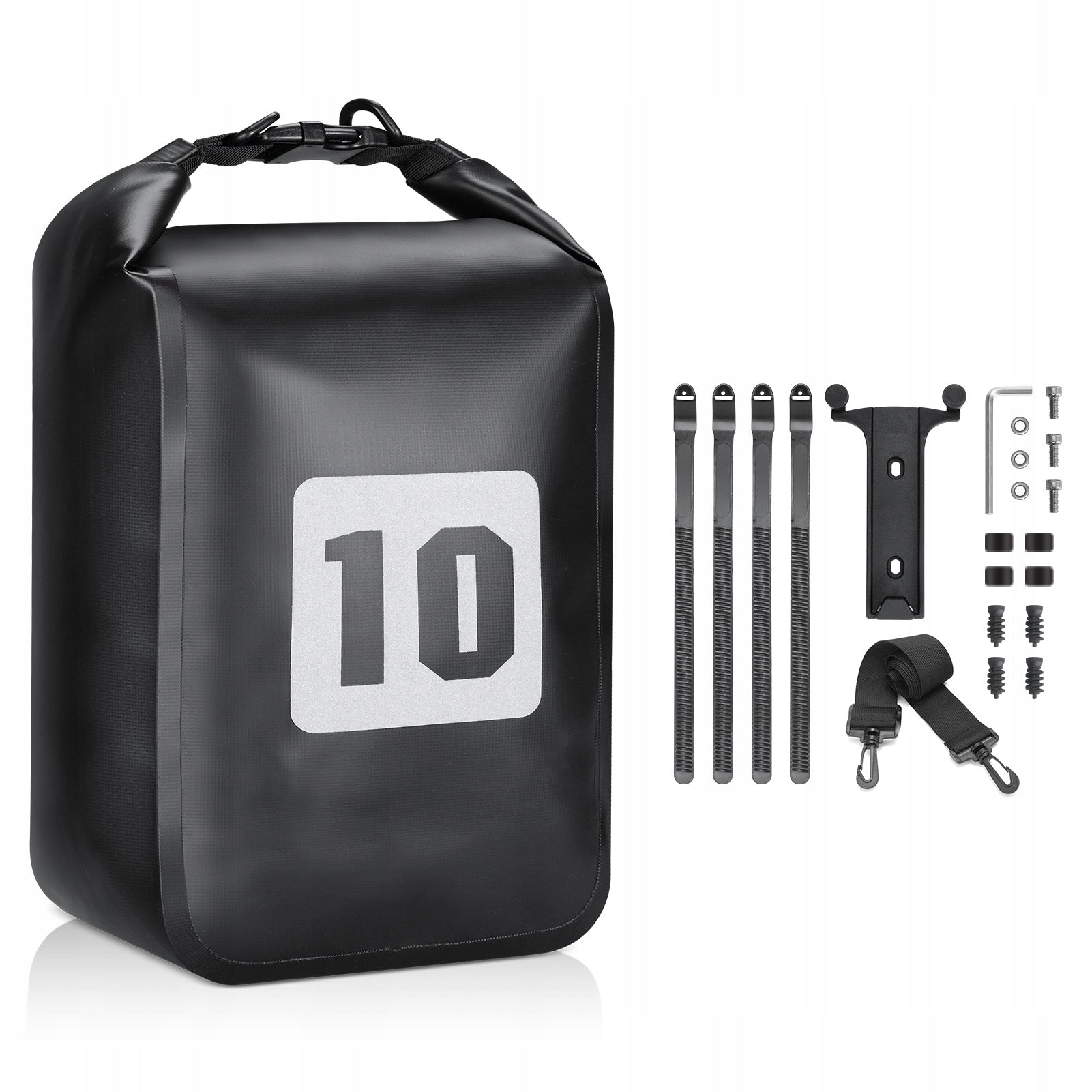 PANNIER BICYCLE BAG WITH MTB FORK HOLDER BLACK WATERPROOF 10 L Brand no brand