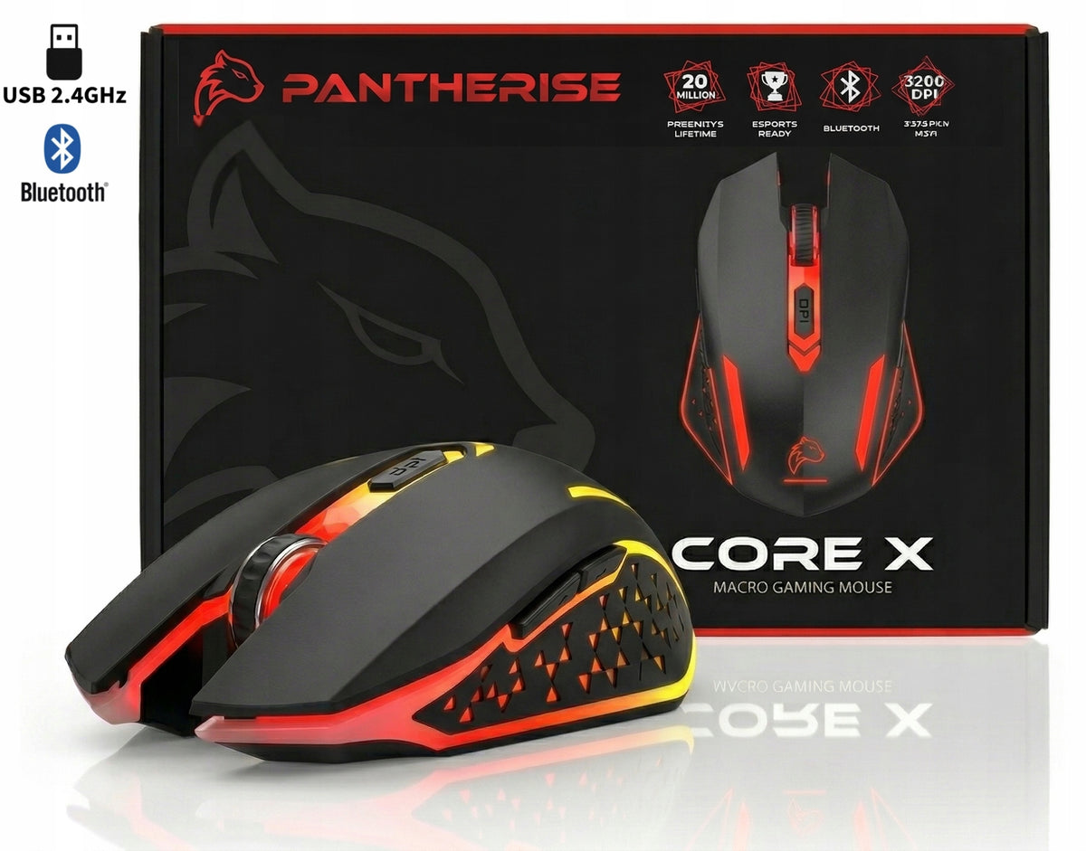 PANTHERISE CORE X 3200DPI BLUETOOTH WIRELESS GAMING MOUSE + RADIO