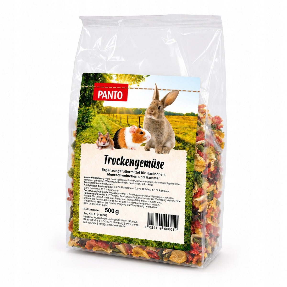 PANTO Trockengemüse Dried Vegetables Food 500g Mix for Rabbits and Rodents