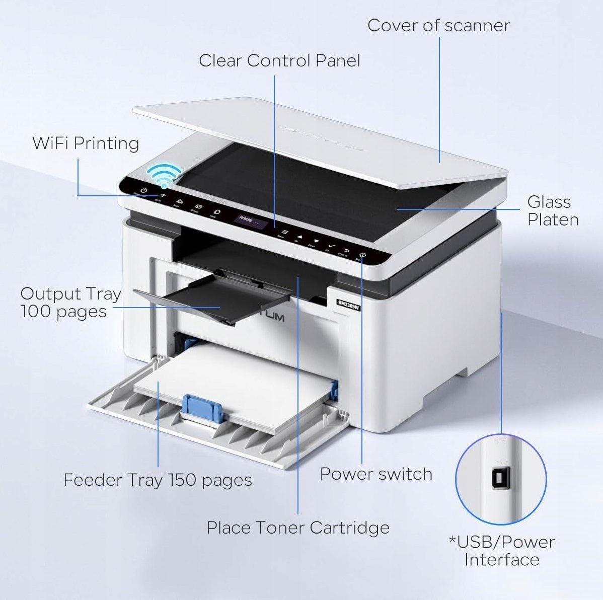 PANTUM BM2309W Multifunction 3-in-1 Wi-Fi Toner Laser Printer A4 EAN (GTIN) 6910012236745