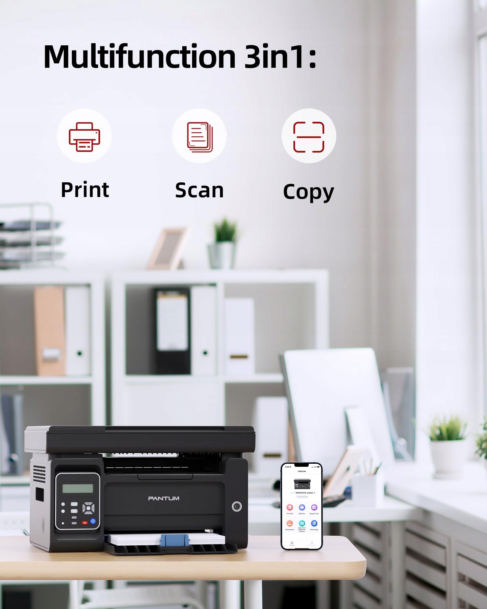 PANTUM M6500NW Laser Printer Scanner Copier WiFi A4 Mono Brand Pantum