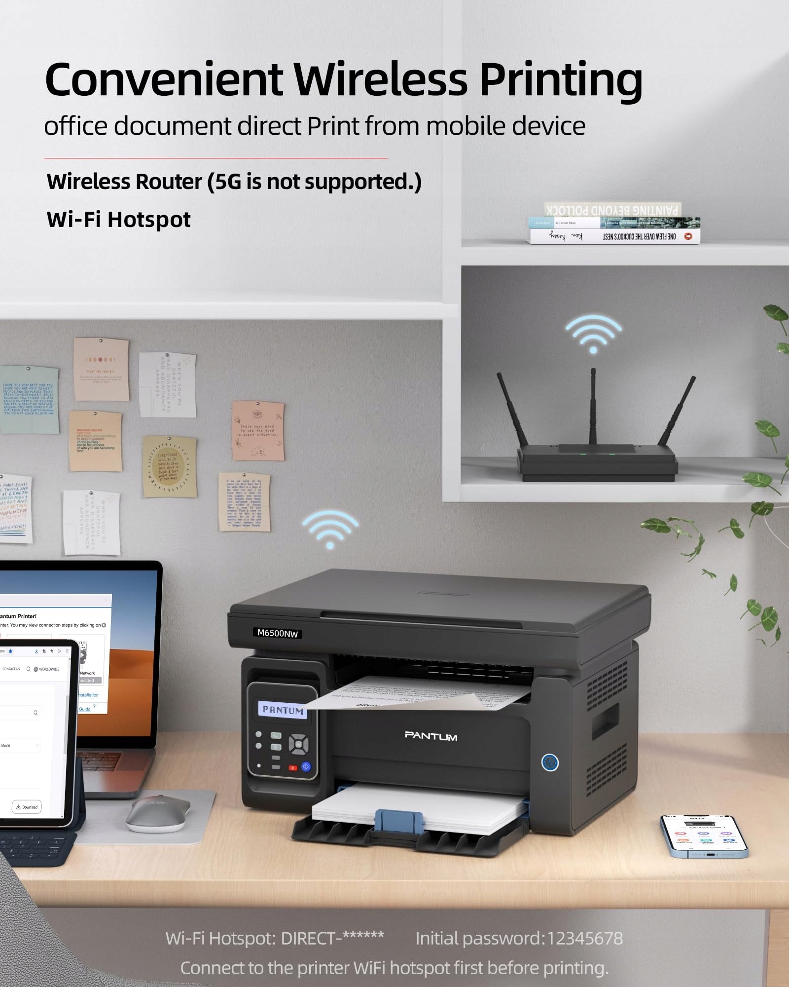 PANTUM M6500NW Laser Printer Scanner Copier WiFi A4 Mono Manufacturer code M6500NW