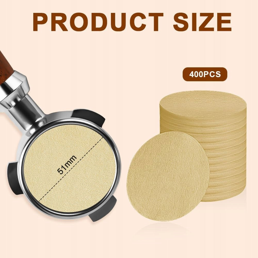 PAPER COFFEE FILTERS 400PCS FOR 51MM PRESSURE RESTAURANT MACHINE Manufacturer code FILTRY DO KAWY DO EKSPRESU PAPIEROWE 400x