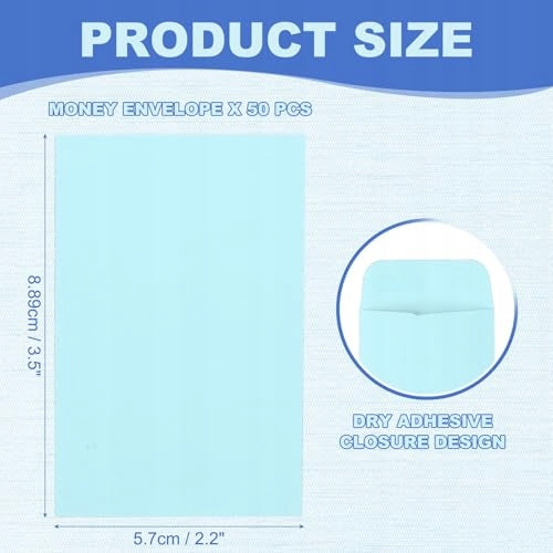 PAPER MONEY ENVELOPES LIGHT BLUE OFFICE MATERIAL 50 PIECES Format A1