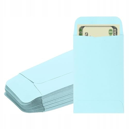 PAPER MONEY ENVELOPES LIGHT BLUE OFFICE MATERIAL 50 PIECES