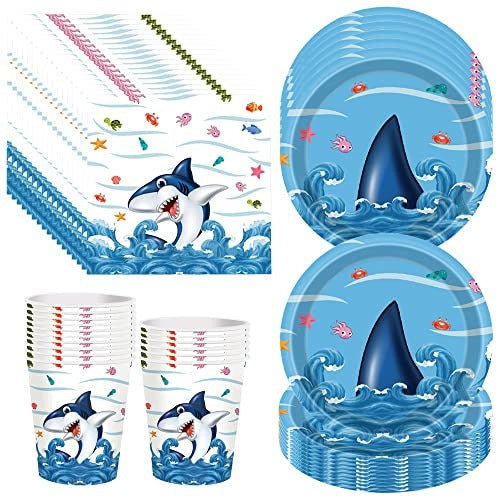PAPER SHARK TABLEWARE FOR CHILDREN BIRTHDAY SET OF 52 PCS. Brand no brand