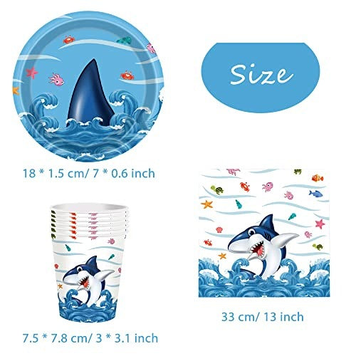 PAPER SHARK TABLEWARE FOR CHILDREN BIRTHDAY SET OF 52 PCS. Manufacturer code SWC5908151503294