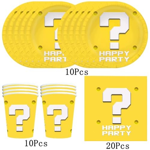PAPER TABLEWARE CHILD'S BIRTHDAY PLATES CUPS NAPKINS GOLD 10 PEOPLE Manufacturer code SWC5908151503157