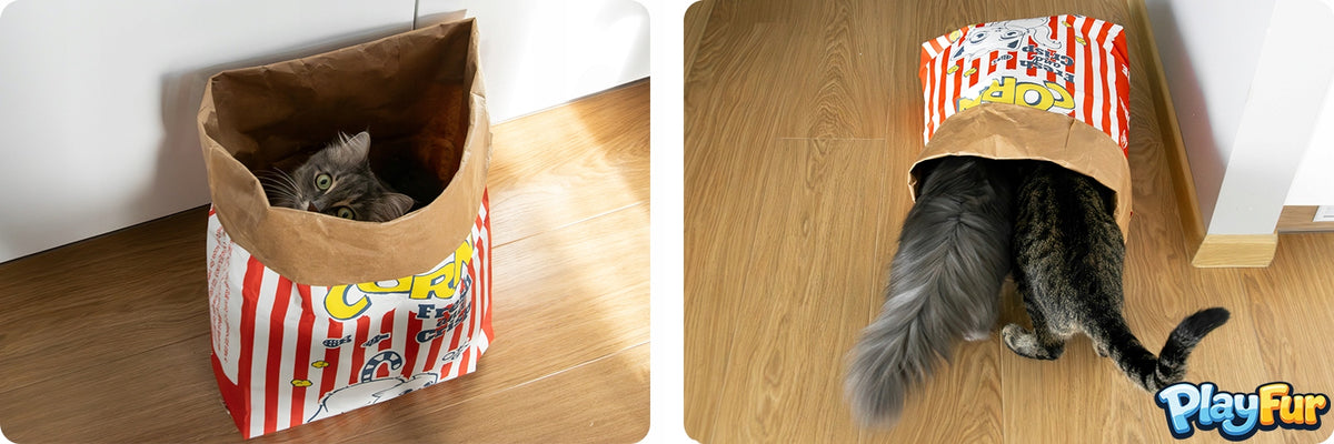 PAPER TOY CAT BAG CAT BED 70cm XXL HIDEOUT TUNNEL Manufacturer code Popcorn_Bag