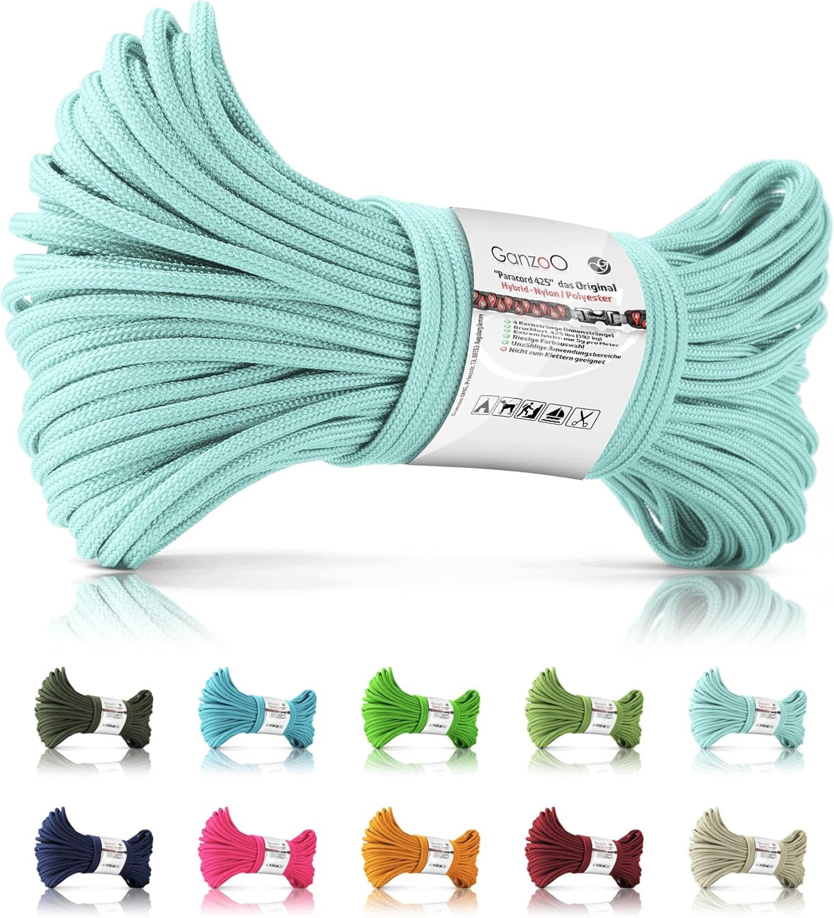 PARACORD 425 TYPE 2 CORD 3MM 30M NYLON POLYESTER MINT
