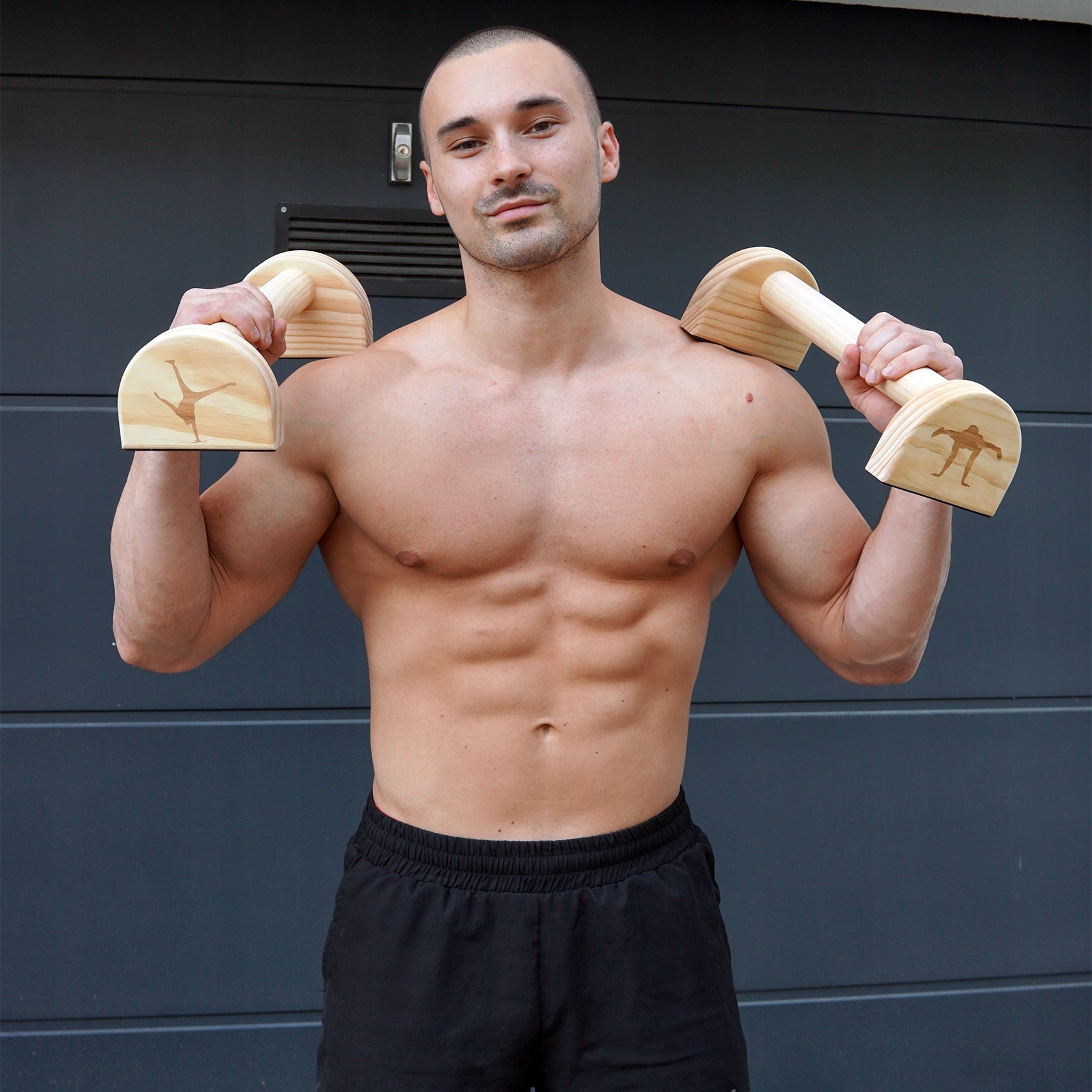 PARALETTES WOODEN HANDRAILS PUSH-UP HANDLES - KURA SPORT Model DREWNIANE PORĘCZE DO POMPEK PARALETKI