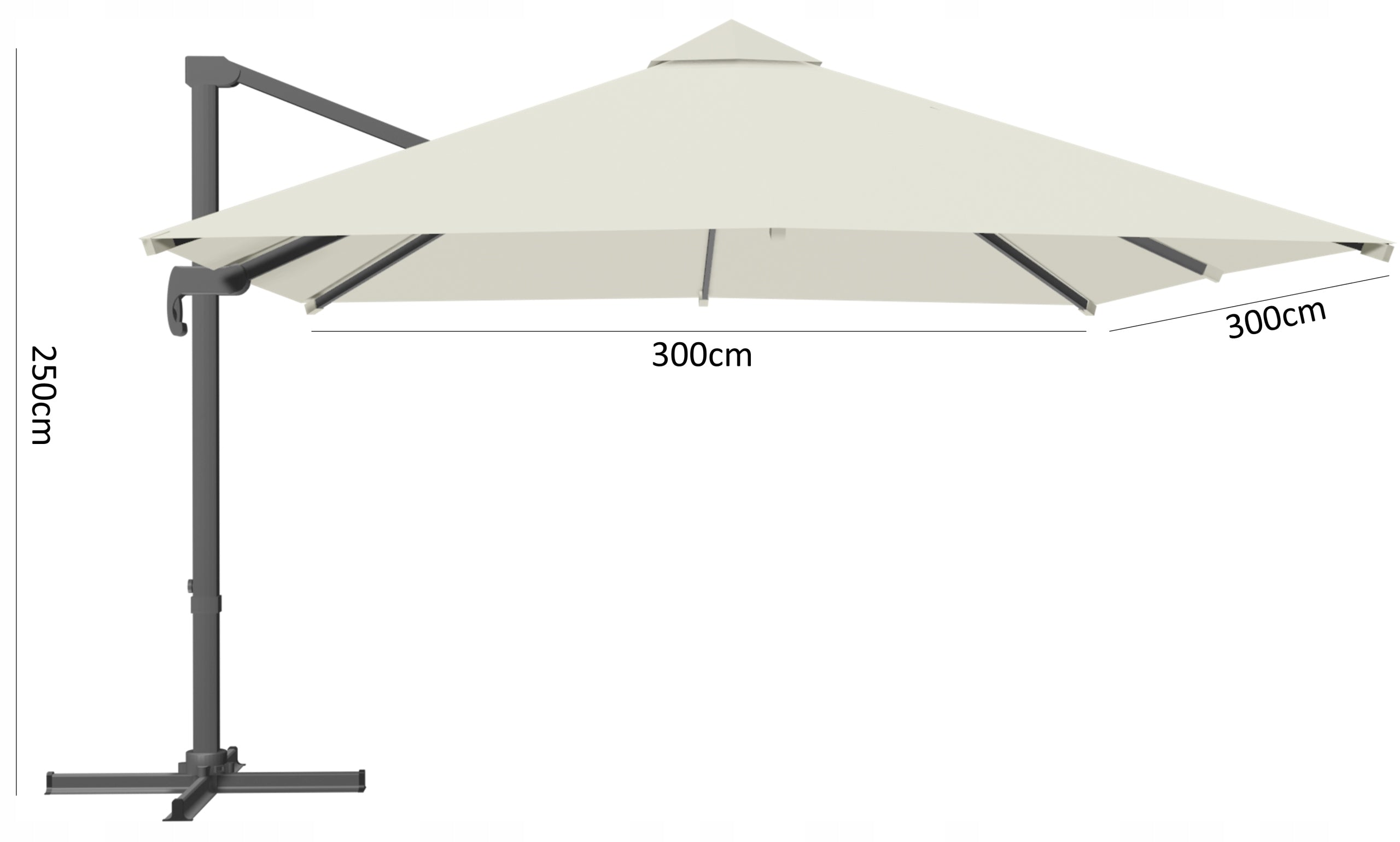 Outdoor-Regenschirm Roma 3x3 m, beige 