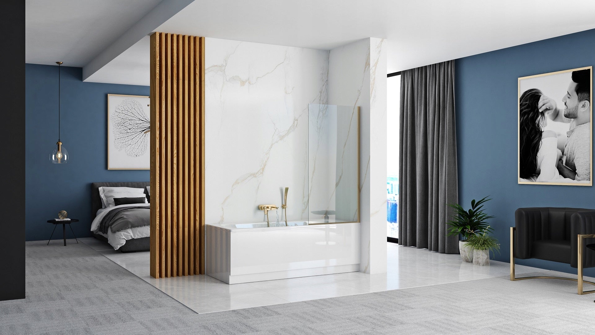Badezimmerwand REA Elegant Fix 70cm, hellgold 