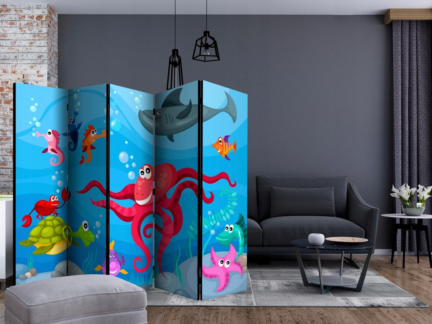 Teilen Sie Oktopus und Hai auf 