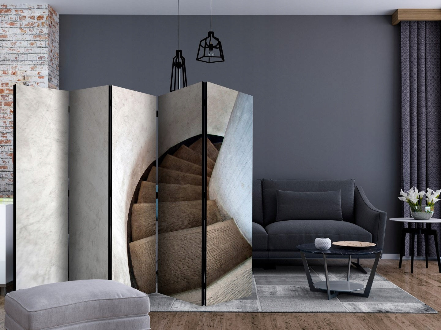 Trennwand für Wendeltreppen 