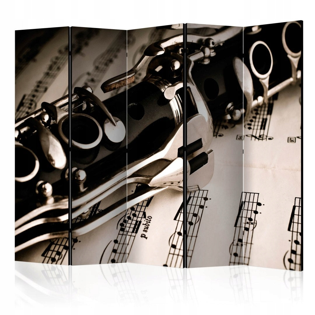 Partitionieren Sie Klarinette und Musiknoten 