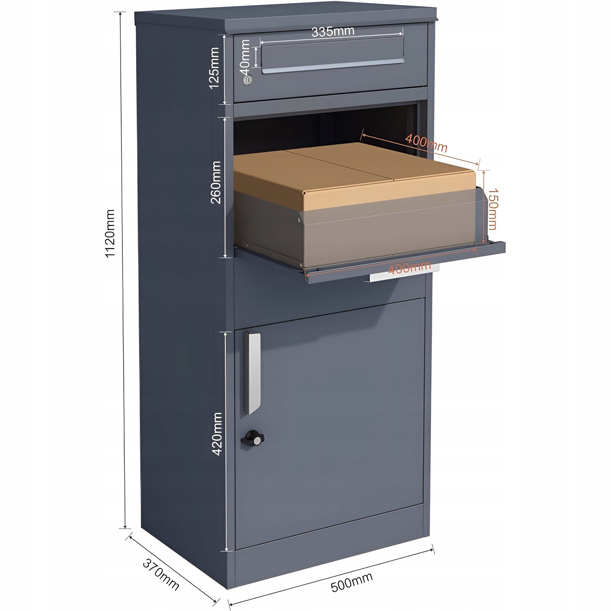 PARCEL BOX LETTERS COURIER STANDING SLOT Product height 112 cm