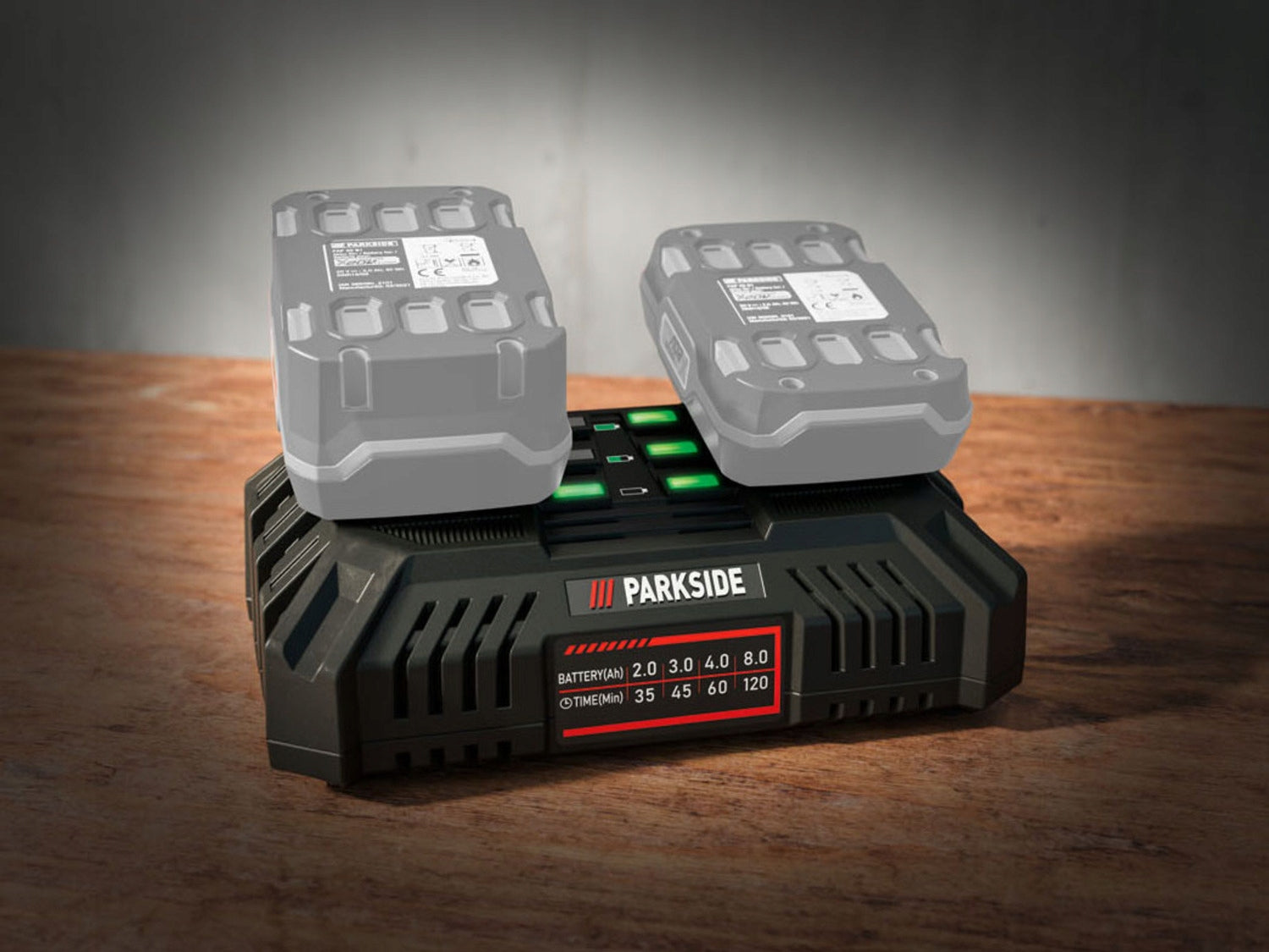 PARKSIDE Cordless dual charger 20 V, PDSLG 20 B1, 2x 4,5 A Packaging status original