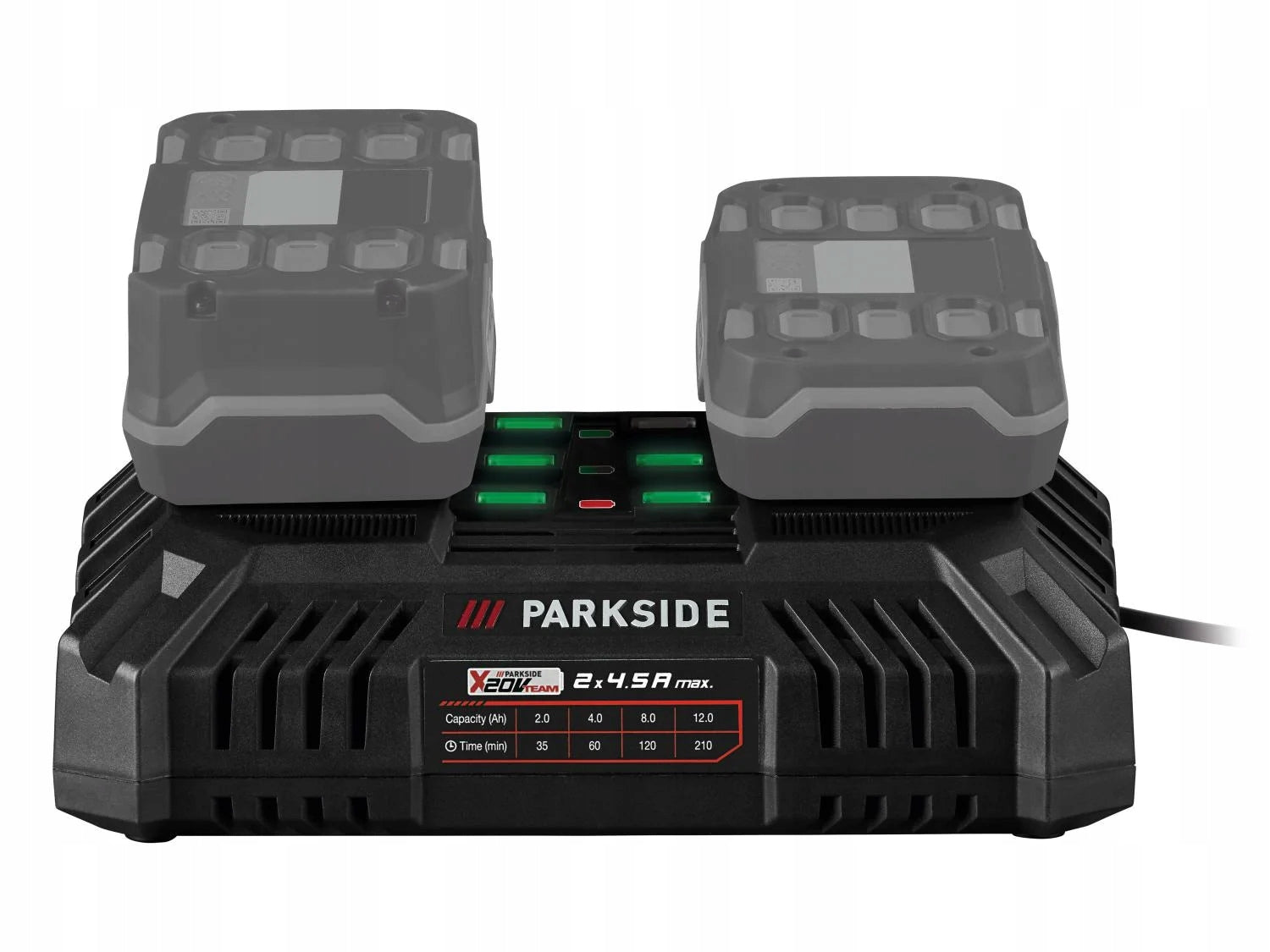 PARKSIDE Dual Battery Charger PDSLG 20 B1, 220 W / 2 x 4,5 A Manufacturer code PDSLG 20 B1
