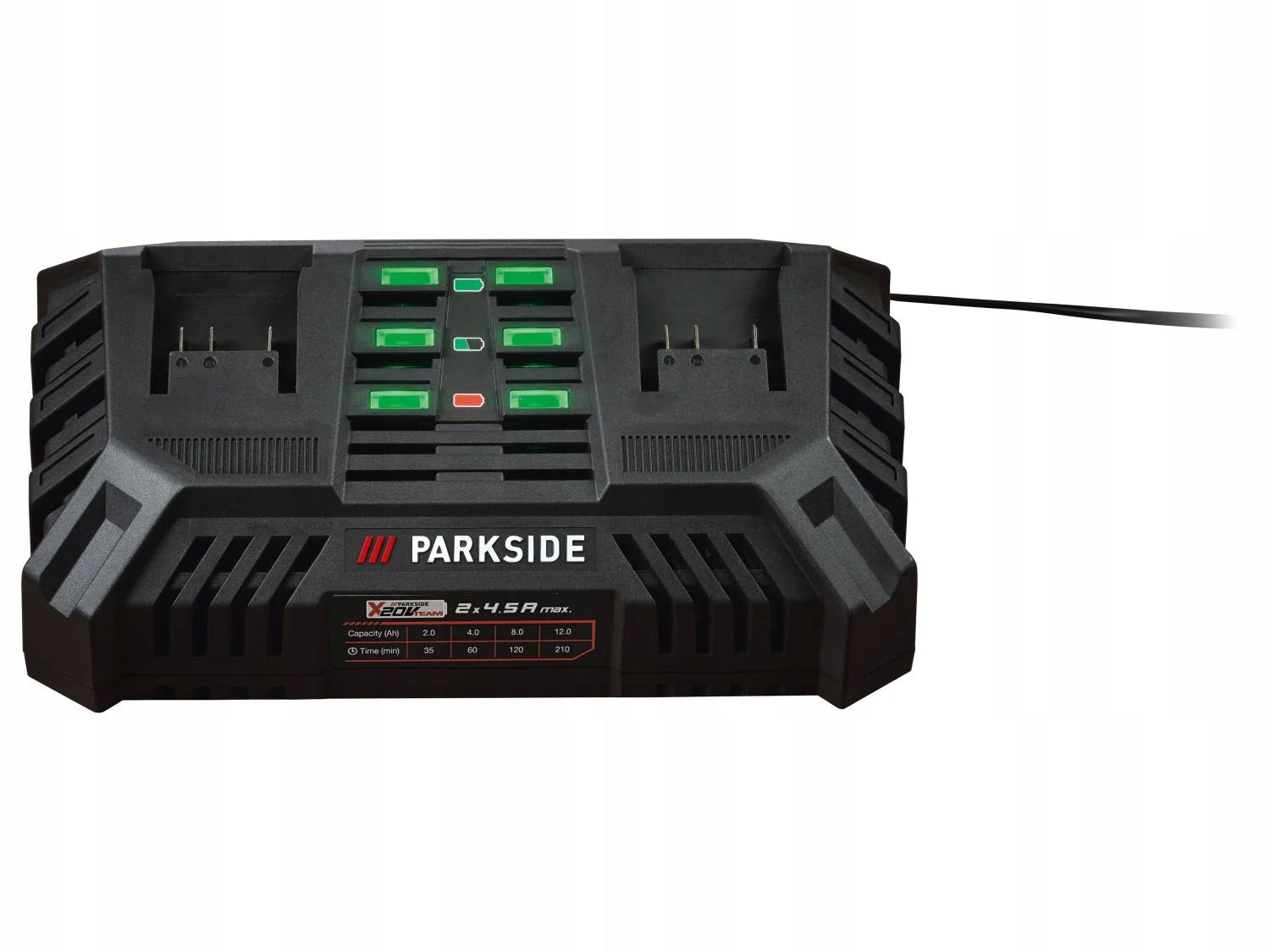 PARKSIDE Dual Battery Charger PDSLG 20 B1, 220 W / 2 x 4,5 A Series X20V