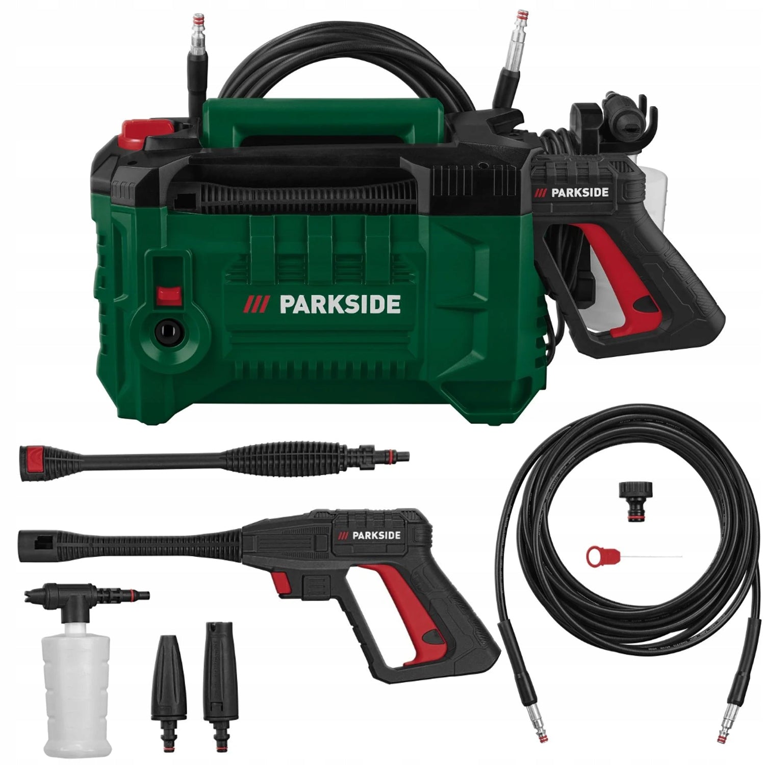PARKSIDE high pressure washer PHDS 110 C3 1400W 110 bar 8m accessories