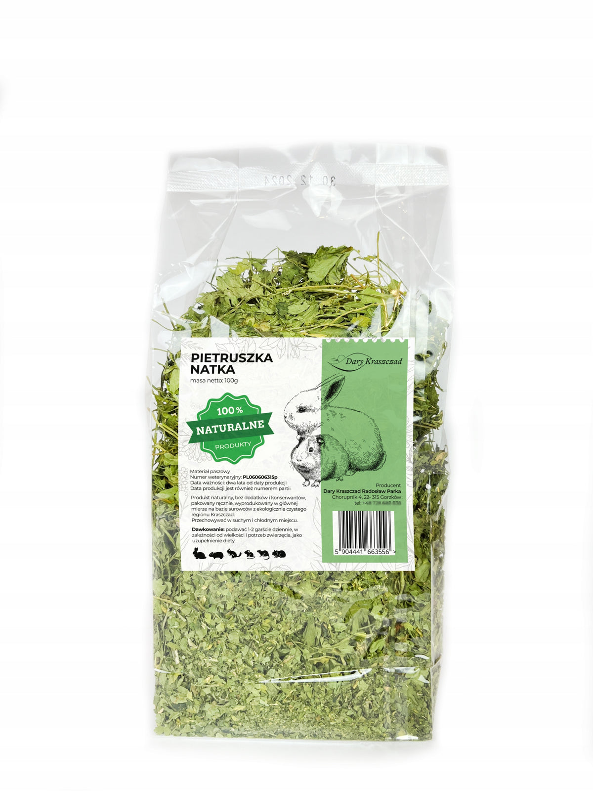 PARSLEY HERBS FOR RABBIT RODENTS NATURAL FRESH DELICACY 100G Manufacturer code NATKA PIETRUSZKI DLA KRÓLIKÓW I GRYZONI 100G