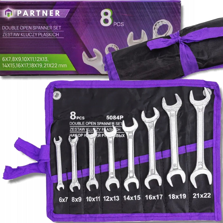 PARTNER Set of flat wrenches 8 ELEMENTS 6 - 22 mm SHEET