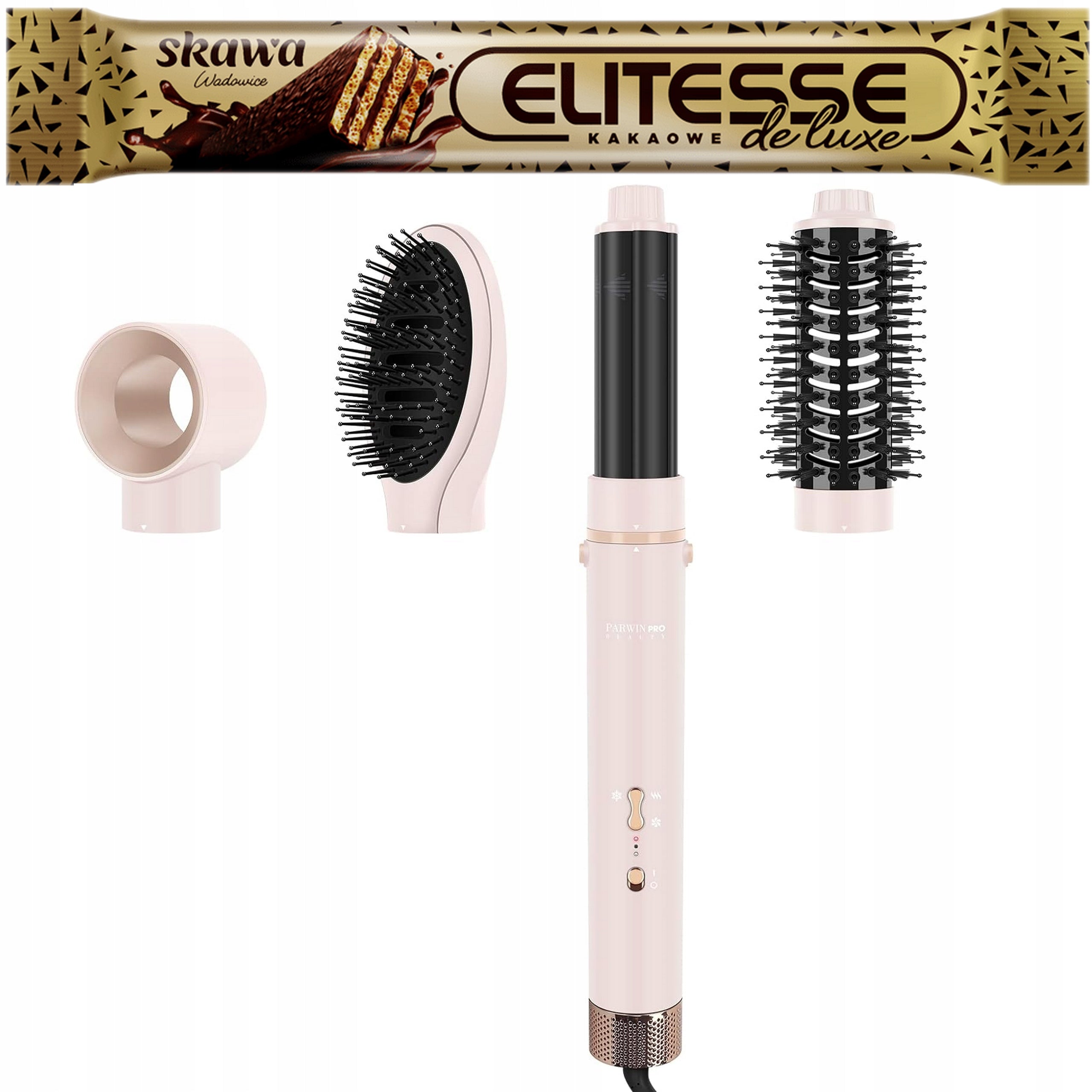 PARWIN PRO Hairdryer curling iron brush 5W1 5 tips pink Volume curls