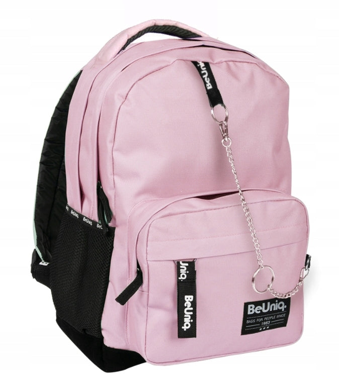 PASO BEUNIQ SCHOOL BACKPACK FOR GIRLS, LIGHT PINK, CHAIN