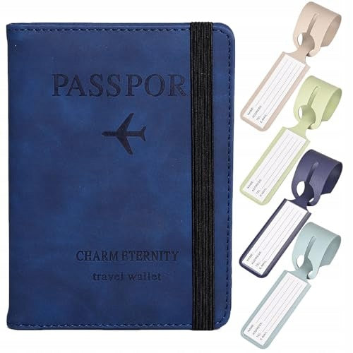 PASSPORT CASE COLORFUL RFID LUGGAGE PENDANTS SET OF 5 FOR BIRTHDAY Color multicolor