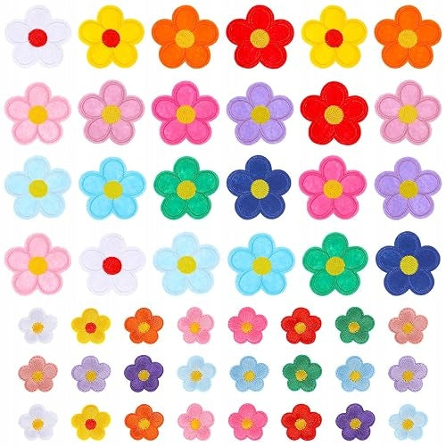 PATCHES FOR IRONING DAISIES FLOWER FABRIC FOR GIRLS 48 PCS.