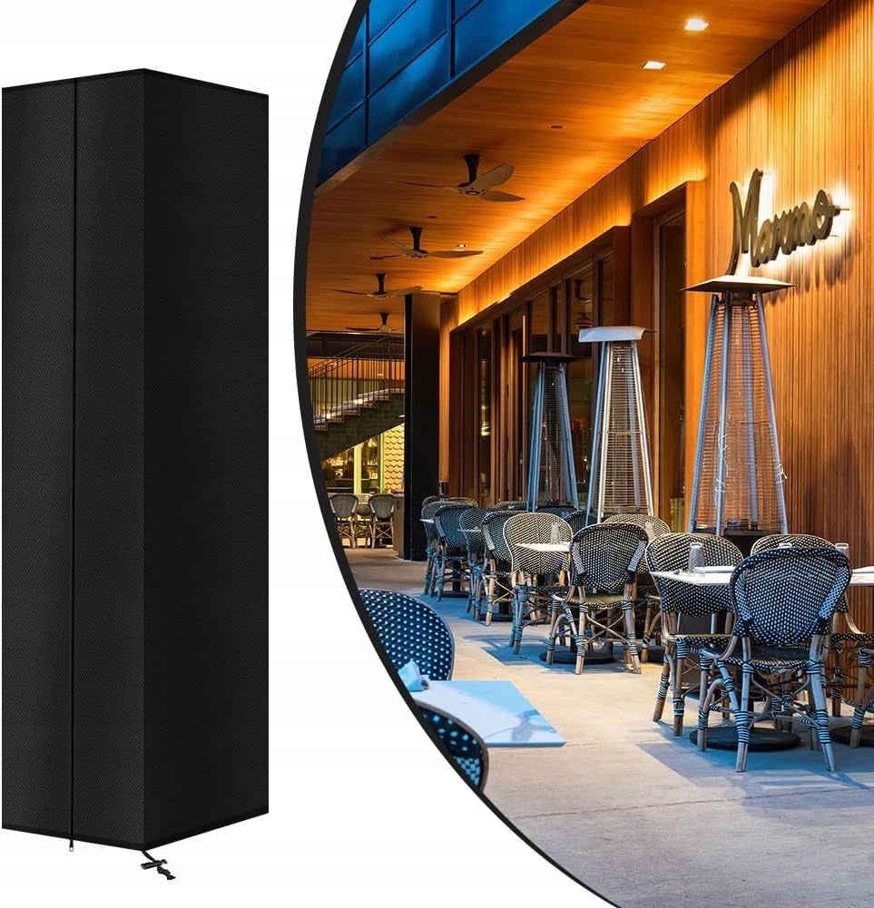 PATIO HEATER COVER PROTECTIVE WATERPROOF SOLID ZIPPER BLACK Length 221 cm