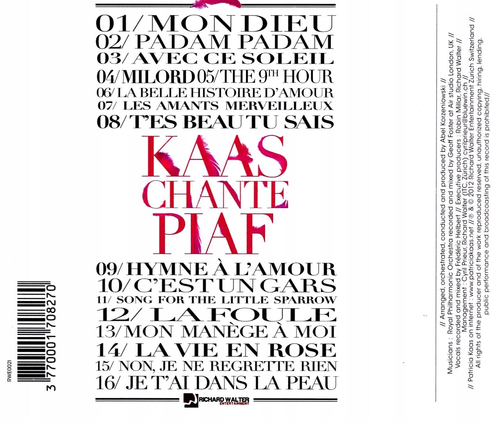 CD Patricia Kaas „Kaas Chante Piaf“ 