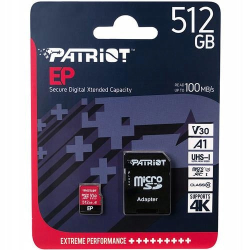 PATRIOT EP 512 GB micro SD XC CL10 UHS U3 A1 V30 Manufacturer Patriot