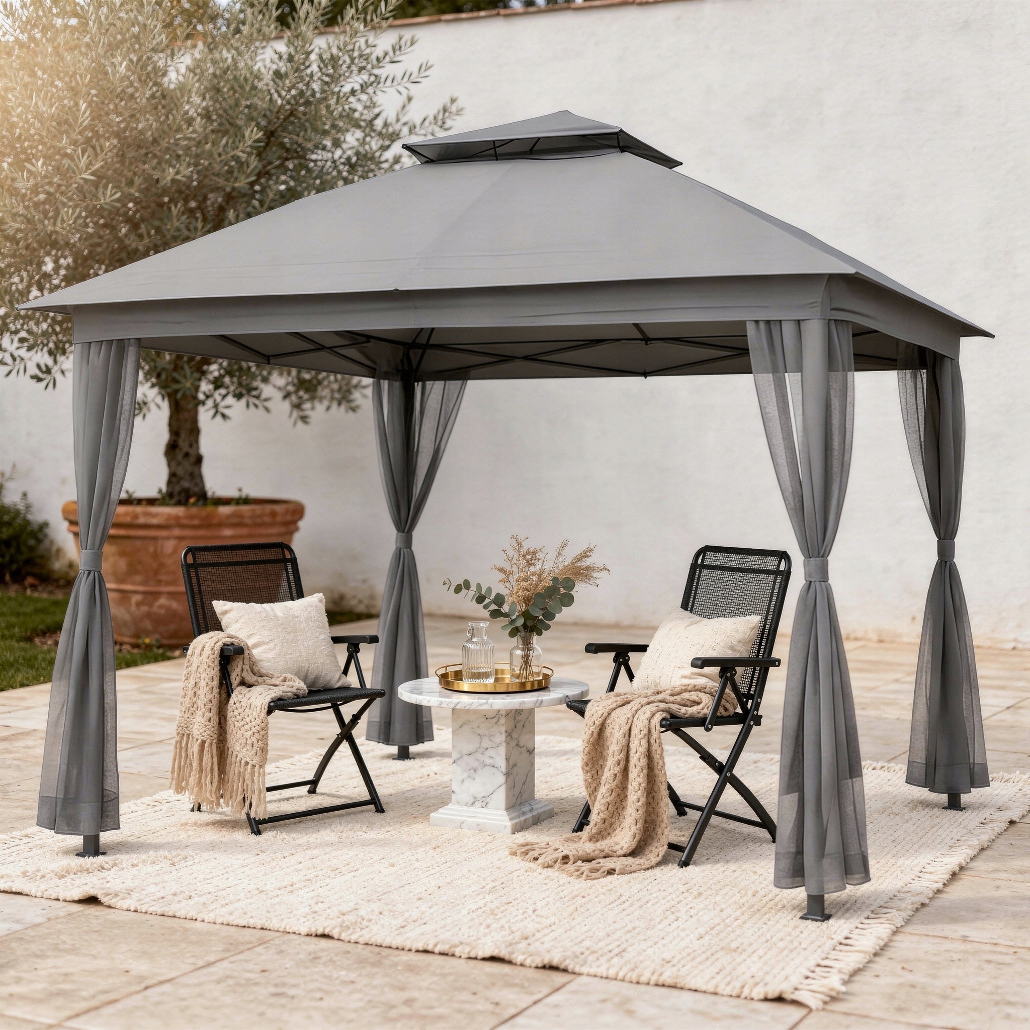 PAVILION CAMPING TENT GARDEN Folding MOSQUITO NET gazebo 3m x 3m Product weight with unit packaging 17.3 kg