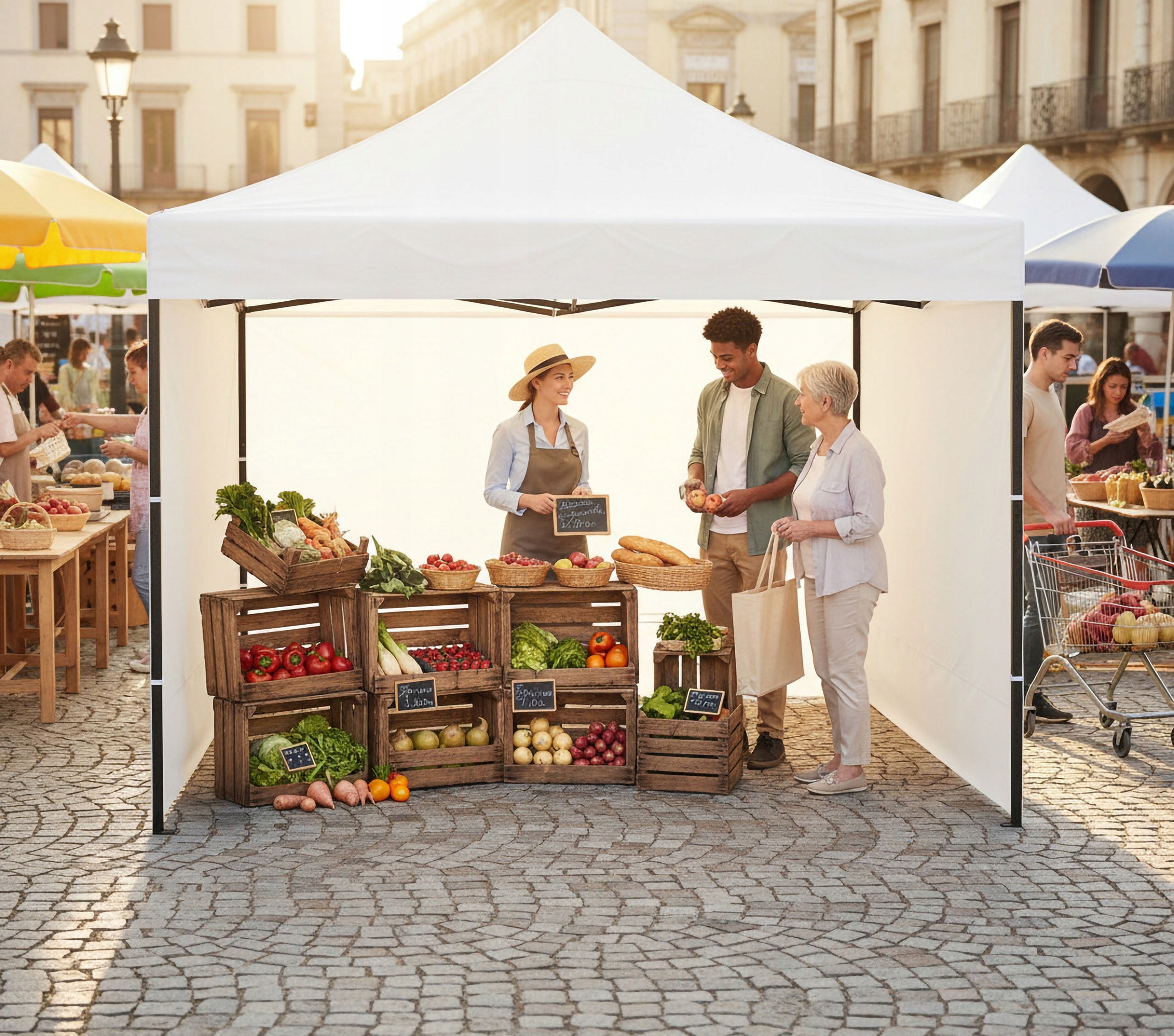 PAVILION GARDEN TENT TRADE MARKET 3x3m EXPRESS CATERING WHITE Packaging status original