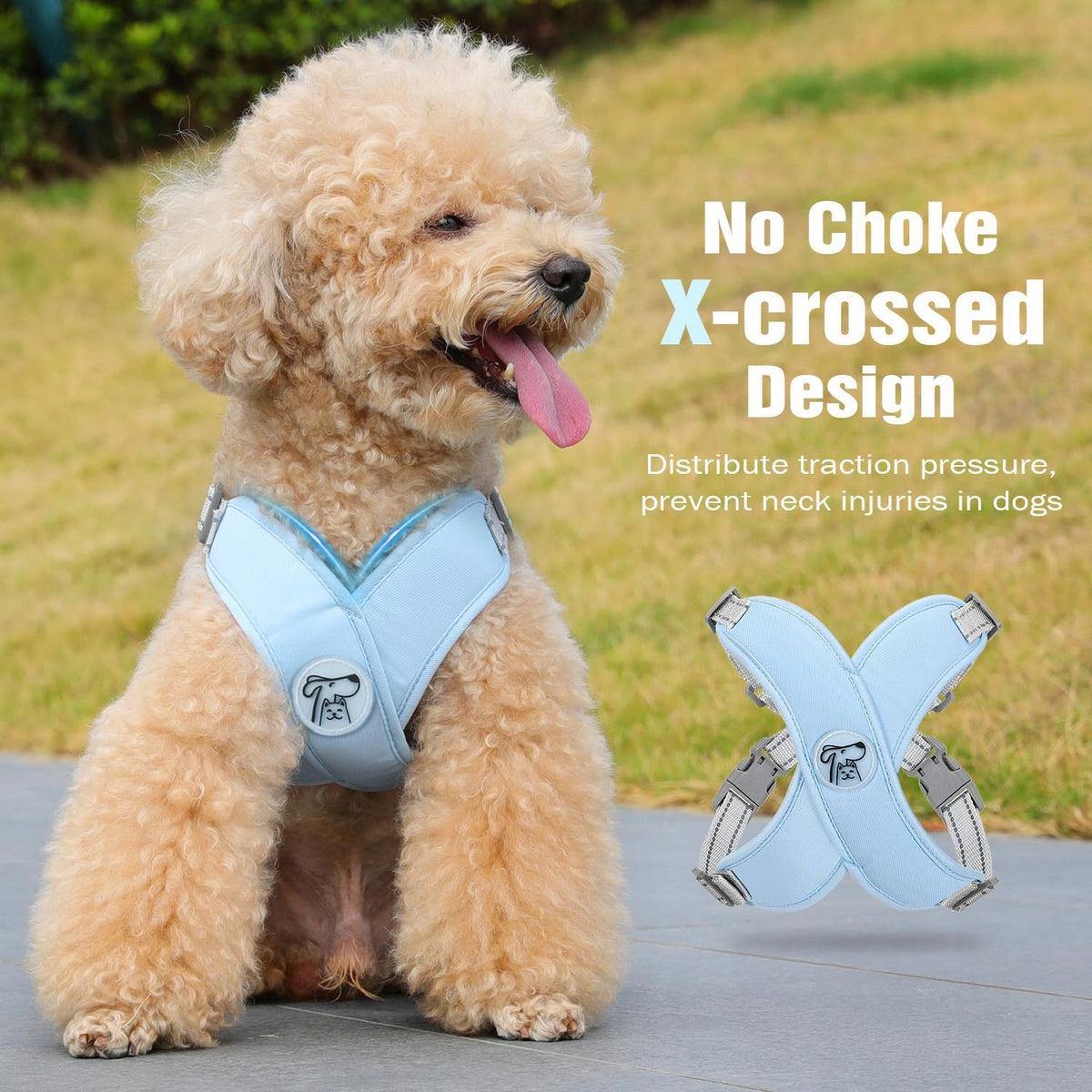 PAWABOO Dog Harness with Lanyard Adjustable Anti-String M Blue Packaging status original
