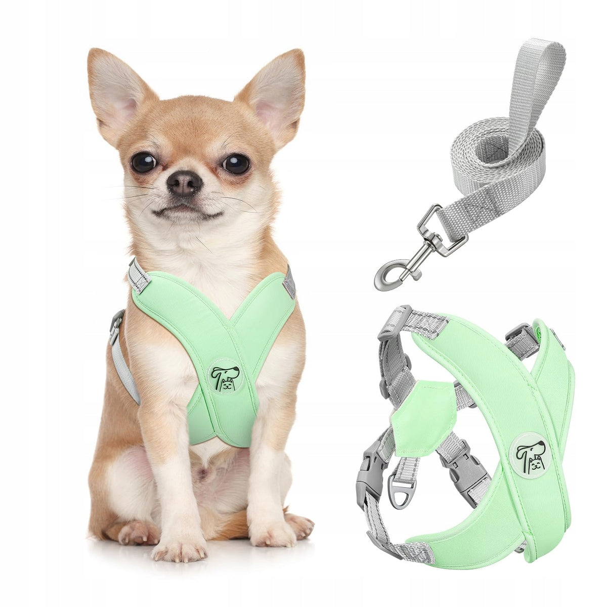 PAWABOO Dog Harness with Lanyard Adjustable Anti-String S Mint Green