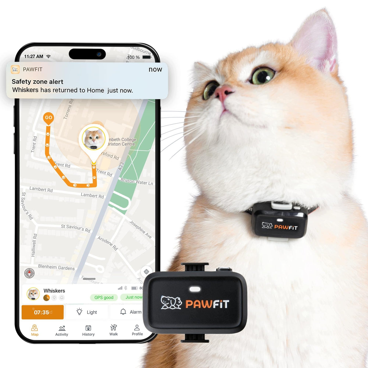 PAWFIT LITE FOR CATS 4G GPS TRACKER ULTRA-COMPACT 18 G TRACKING IN