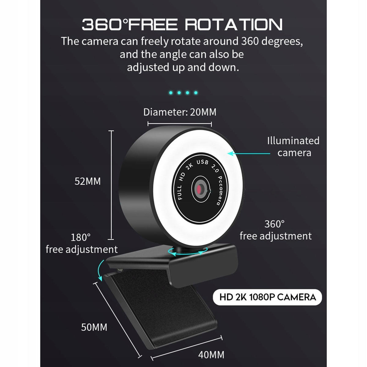 PC Streaming 1080P/2K/5MP Webcam with Adjustable LED Ring 5MP Auto Focus Packaging status original