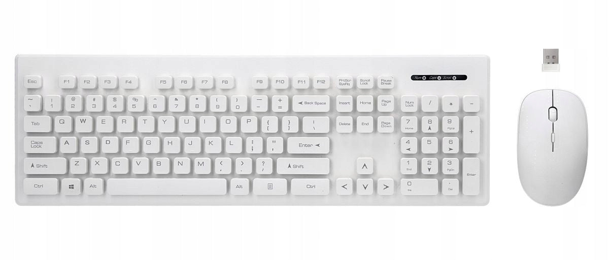 PCGIELDA White Acrylic Wireless Keyboard Mouse